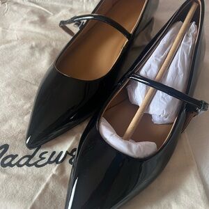Madewell Black Flats with Pointed Toe and Strap